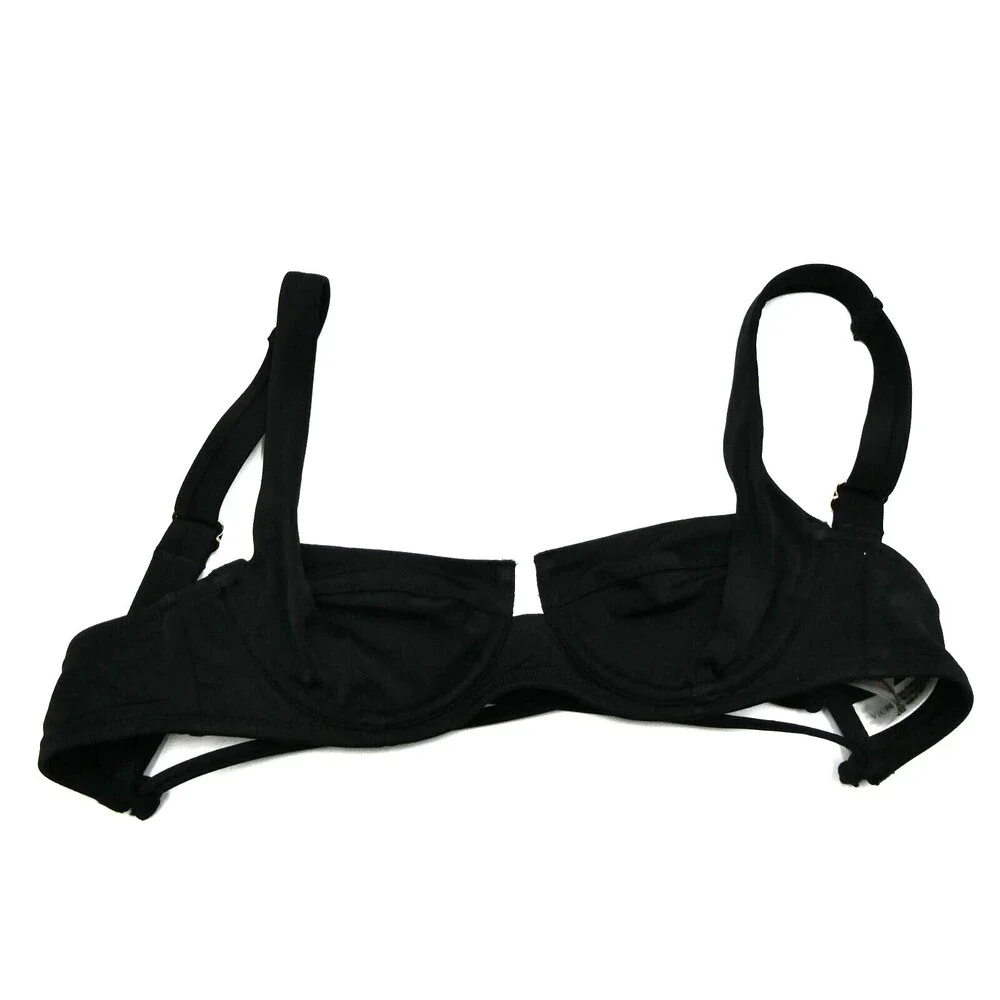 Victorias Secret 32B Bikini Top Black‎ Lightly Padded Underwire Womens 32 B New